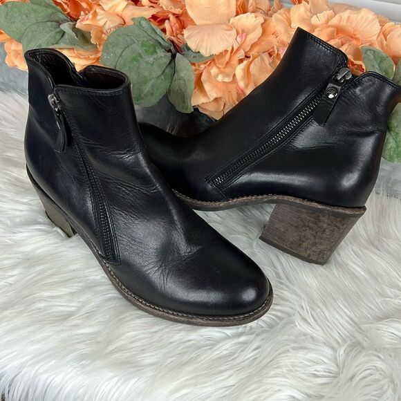 AGL Attilio Giusti Leombruni Black Leather Ankle Boots Double Zip - Picture 1 of 9